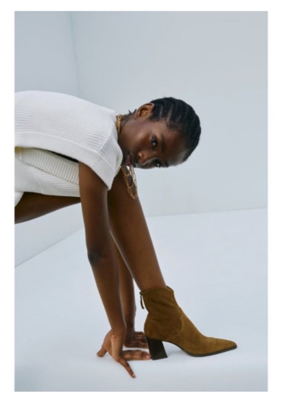 ZARA Cowboy Split Suede Leather Ankle Boots Almond Tan Brown - Picture 3 of 11